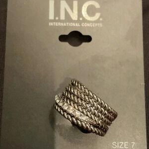 INC International Concepts Textured Pavé Statement Ring Size 7
